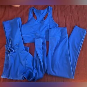 Three-piece blue athletic set
